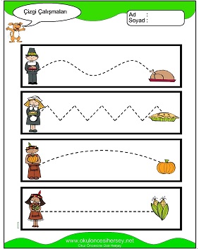 okul öncesi çizgi çalışma sayfaları